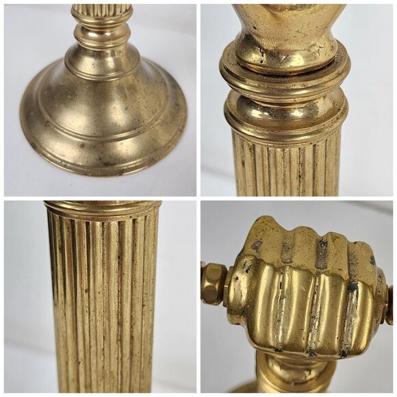 Vintage Brass Double Candle Holder Brass Hold to the Rod Hand Fist Masonic Mason - Picture 6 of 9